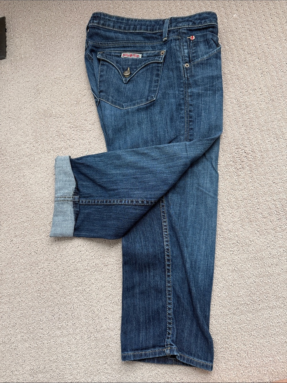 Cropped Hudson Blue Denim Jeans - Classic Dark Wash